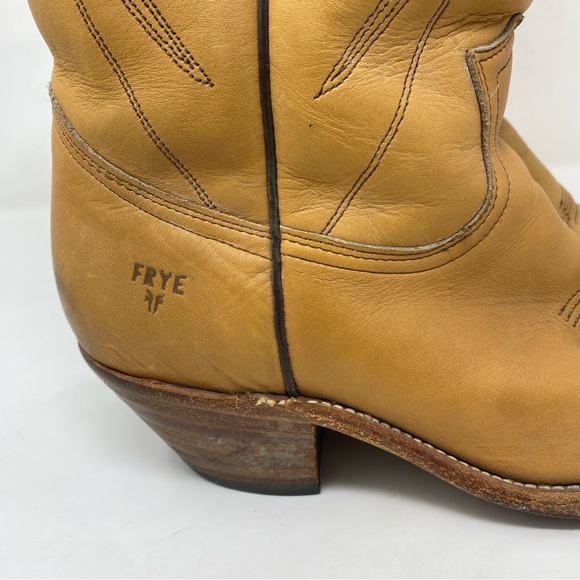 Frye Cowboy Boots Tan Brown Leather Men’s Size 9.5 D - Picture 2 of 9